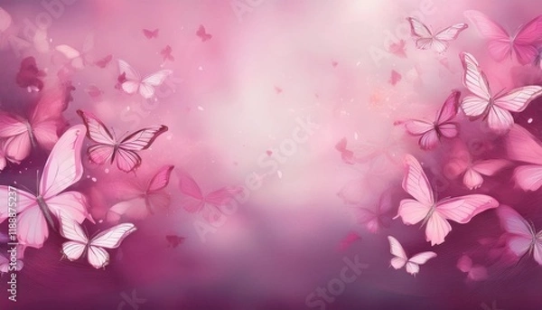 Obraz pink backgrounds with butterfly fly sequences