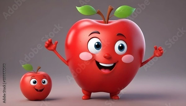 Fototapeta A Delightful,Happy  Cheerful Apple Characters