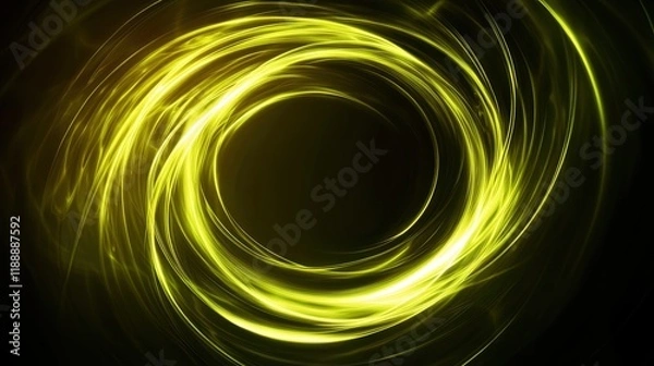 Fototapeta Swirling vortex of glowing yellow light against a dark background, creating a sense of energy and dynamism