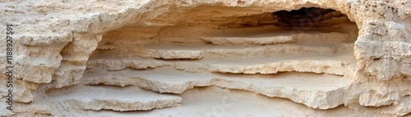 Fototapeta Natural Rock Formation with Layered Stratification in a Cave Environment