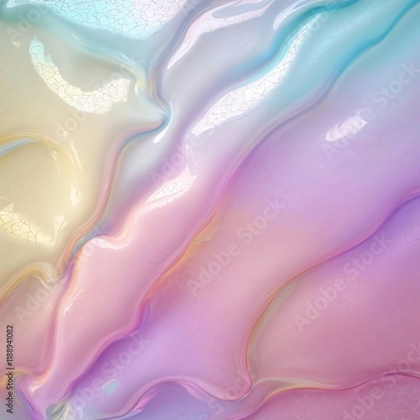 Fototapeta Abstract Pastel Liquid Texture Background with Iridescent Flow