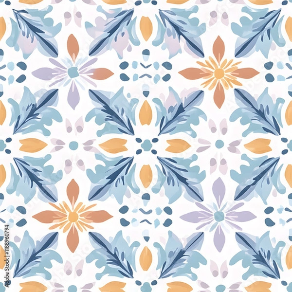 Fototapeta Creative Seamless Pattern 2D Doodle Floral Illustrations for wallpaper, card, tile.
