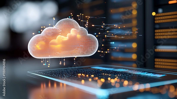 Obraz Cloud computing concepts and innovations data center digital art technology environment futuristic viewpoint