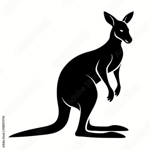 Fototapeta kangaroo silhouette vector illustration, Black silhouette vector of kangaroo set icon