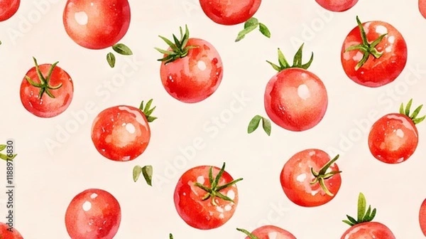 Obraz Watercolor Tomato Pattern Design
