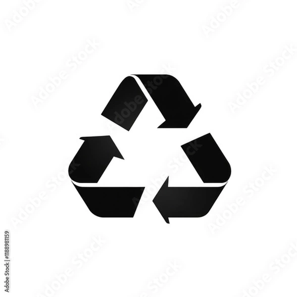 Fototapeta Black recycle logo sign isolated. Eco symbol. PNG with transparent background. Clipping path. Flat lay