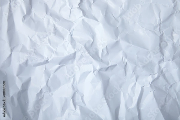 Fototapeta Cała strona pomarszczonej, zwykłej białej kartki papieru