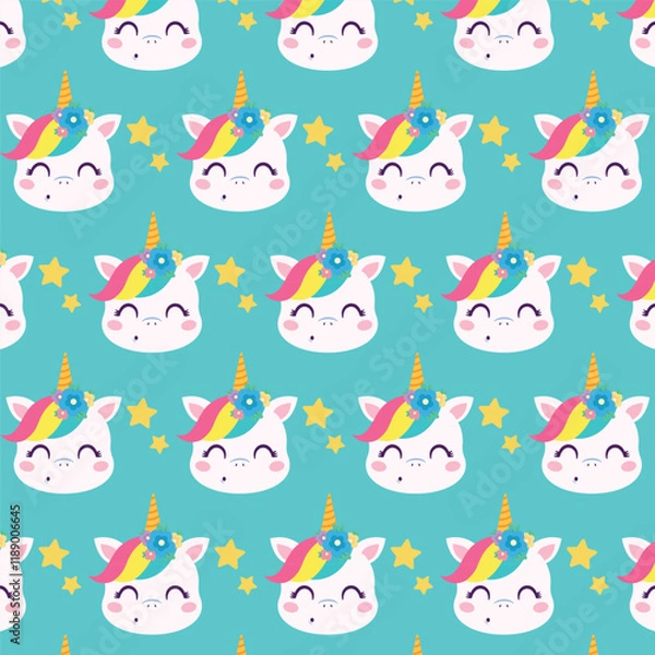 Fototapeta Unicorn pattern. Vector illustration in flat style