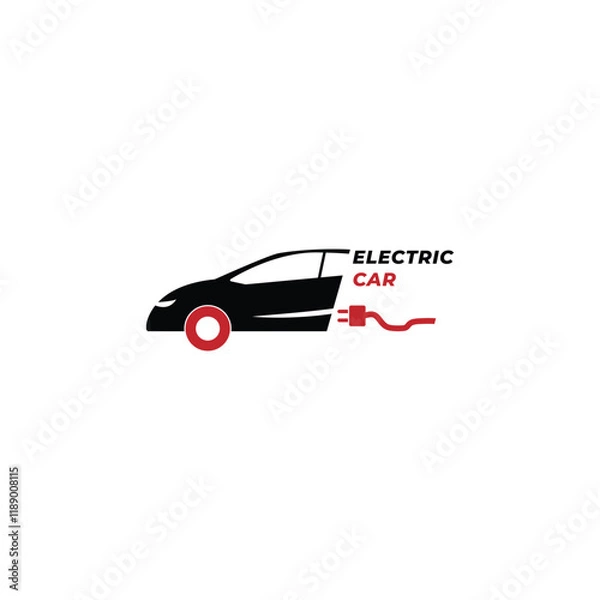 Obraz Electric car logo design template red and silhouette