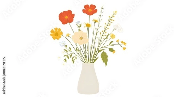 Fototapeta Colorful wildflowers arranged in a simple vase