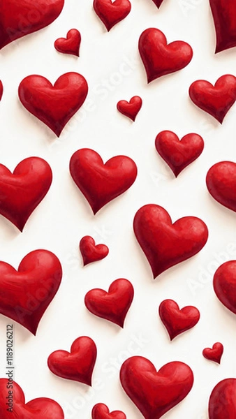 Fototapeta Seamless Red Hearts Pattern: Versatile Design for Valentine's Day, Weddings, and Romantic Branding (140 characters)