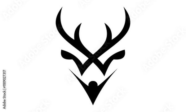Obraz black deer antler logo silhouette