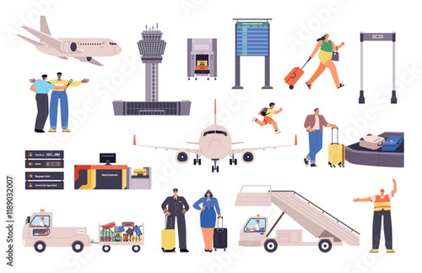 Obraz cartoon airport elements. vector set
