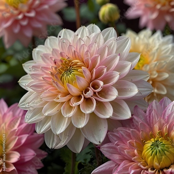 Obraz Pink and white dahlia