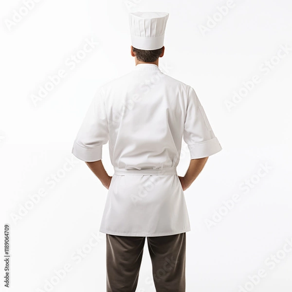 Fototapeta Chef in White Uniform Back View Toque Studio Shot