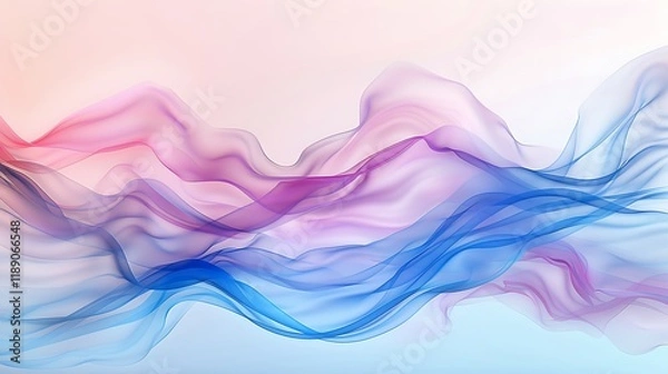 Obraz Ethereal Fluid Waves in Soft Pastel Shades of Pink and Blue Creating a Dreamy Abstract Background with Gentle Curves and Flowing Movement
