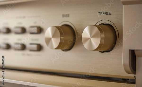 Fototapeta Control knobs of vintage AV amplifier