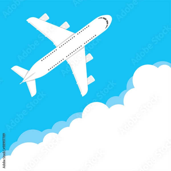 Fototapeta Airplane in a cloudy sky