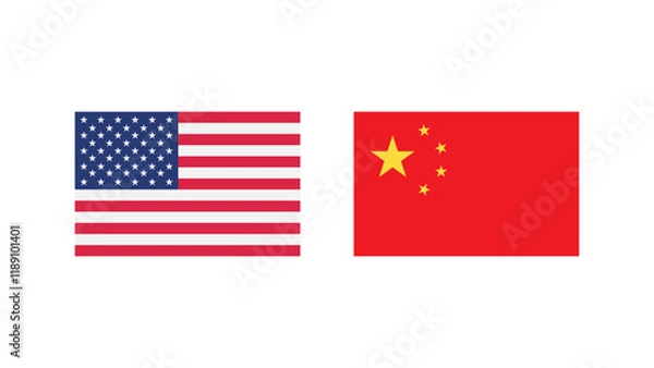Obraz USA and China Flag vector