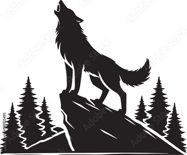Fototapeta wolf silhouette vector
