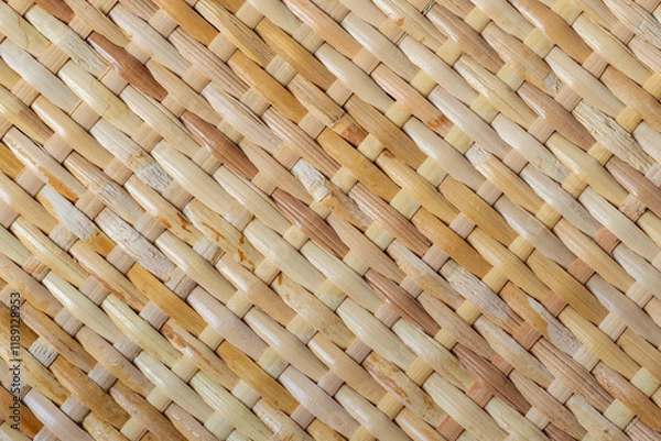 Fototapeta Light natural rattan braid. Boho style background texture