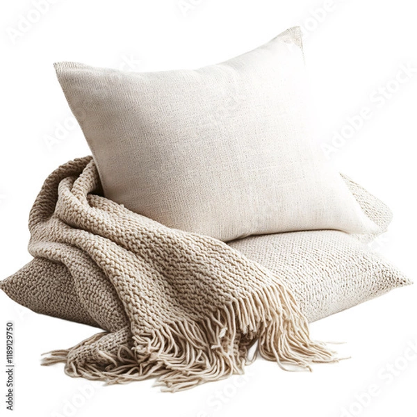 Fototapeta Pillow and blanket isolated on transparent background