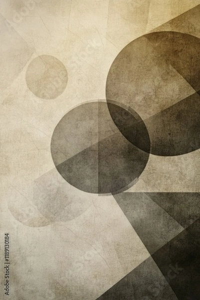 Fototapeta Minimalist geometric poster, simple overlapping circles and rectangles, neutral tones, and clean composition