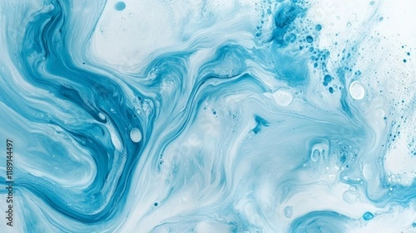 Fototapeta Serene Cyan Flow - Minimalist Abstract Composition with Organic Curves and Clean Texture