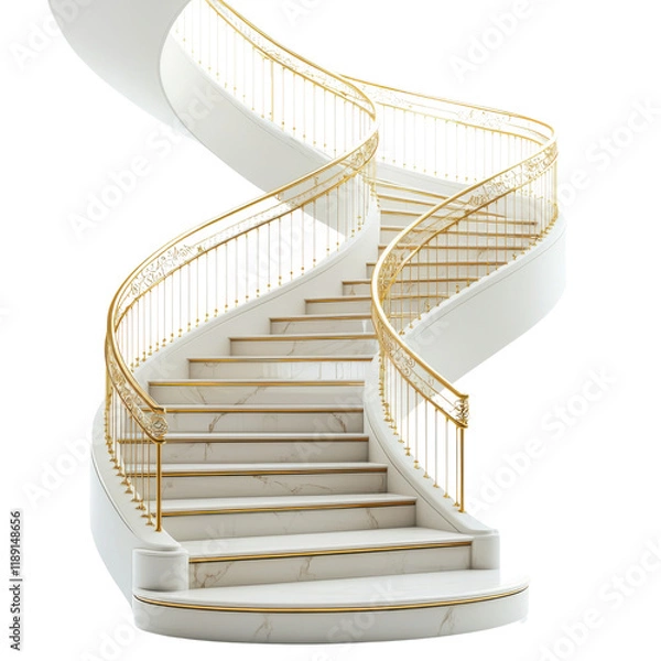 Obraz Elegant marble spiral staircase isolated transparent background