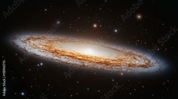 Fototapeta Hubble Space Telescope photo of the Andromeda Galaxy, the spiral galaxy centered in space with stars glowing all around it