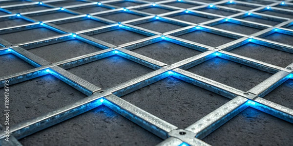Obraz blue metal grid background