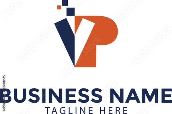 Fototapeta Letter VP technology logo, VP creative IT and digital business logo design vector