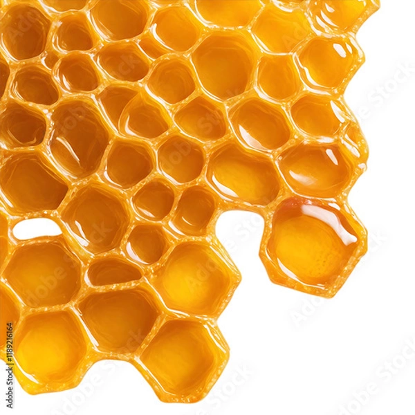 Fototapeta Golden Honeycombs Isolated on Transparent Background