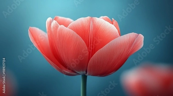 Fototapeta A single red flower is the main focus of the image