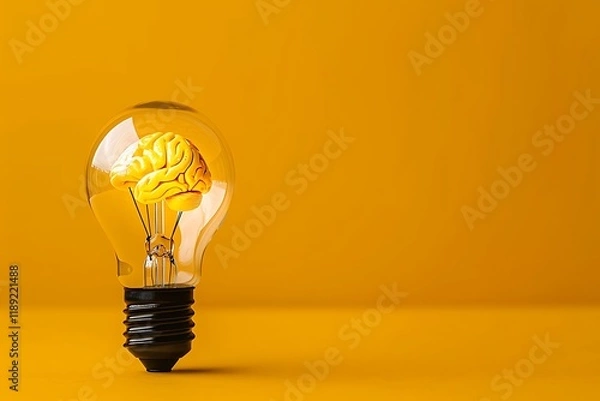 Fototapeta Innovative Concept of a Brain Inside a Light Bulb - Representing Ideas and Creativity