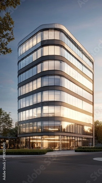 Obraz Exploring modern architectural marvels at urban sunset innovative designs in contemporary environments