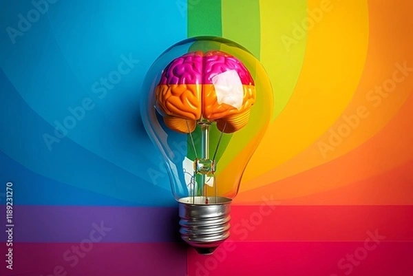Fototapeta Innovative Concept of a Brain Inside a Light Bulb - Representing Ideas and Creativity