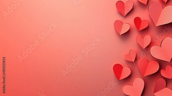 Fototapeta Valentine’s Day greeting card background template with heart shape