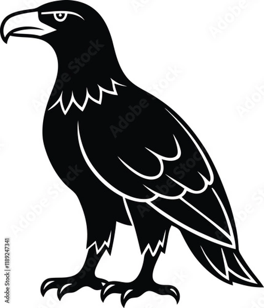 Obraz Standing Eagle vector, Eagle silhouette vector, Eagle line art vector illustration design