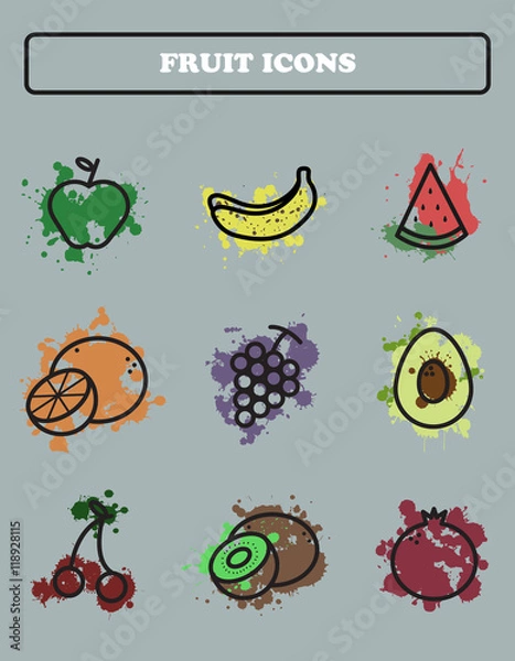 Obraz Fruit  icons set.