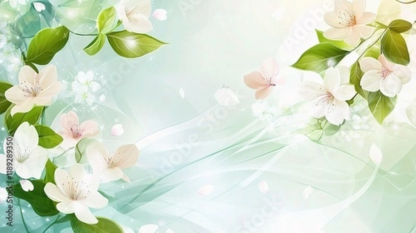 Fototapeta Delicate Spring Nature Background with Flowers and Soft Light Effects