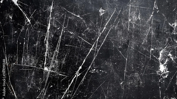 Obraz An old surface texture featuring white scratches on a black background.