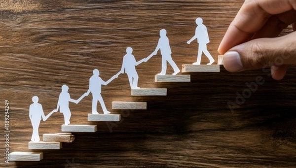 Fototapeta An inspirational coaching concept image showcasing a mentor giving guidance to a group of people, set in a professional and motivational environment.


