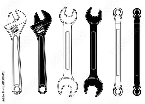 Fototapeta spanner set of combination wrench illustration isolated