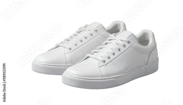 Obraz Minimalist White Sneakers with Subtle Stitching Details Transparent Background