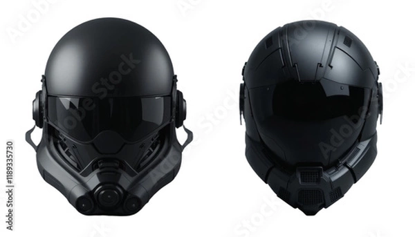 Obraz Sleek Tactical Helmets with Advanced Attachments and Ear Protection Transparent Background