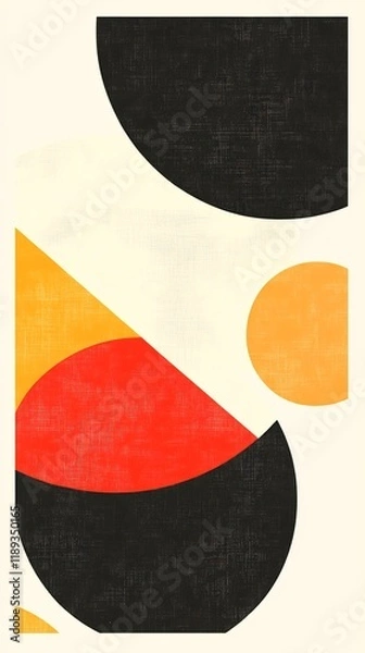 Fototapeta Vibrant Geometric Abstract Illustration: Boldly Colored Circles and Triangles Interplay. AI Generated