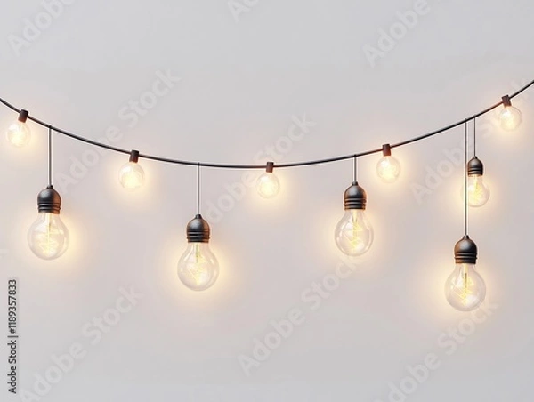 Fototapeta Warm glowing bulbs elegantly arranged create a soft inviting ambiance. AI Generated