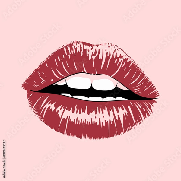 Fototapeta Red Lips Vector Illustration