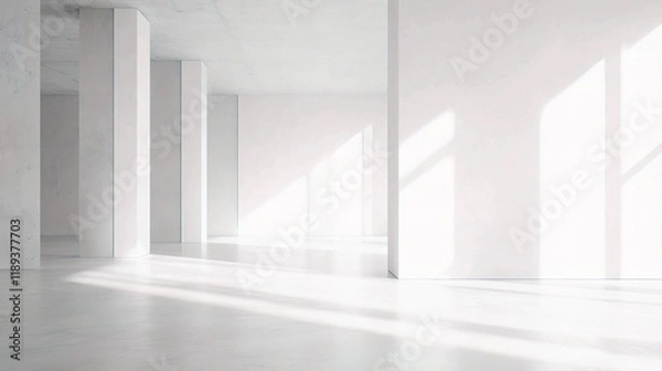 Fototapeta Bright Open Office Space with Blank Wall and Natural Light